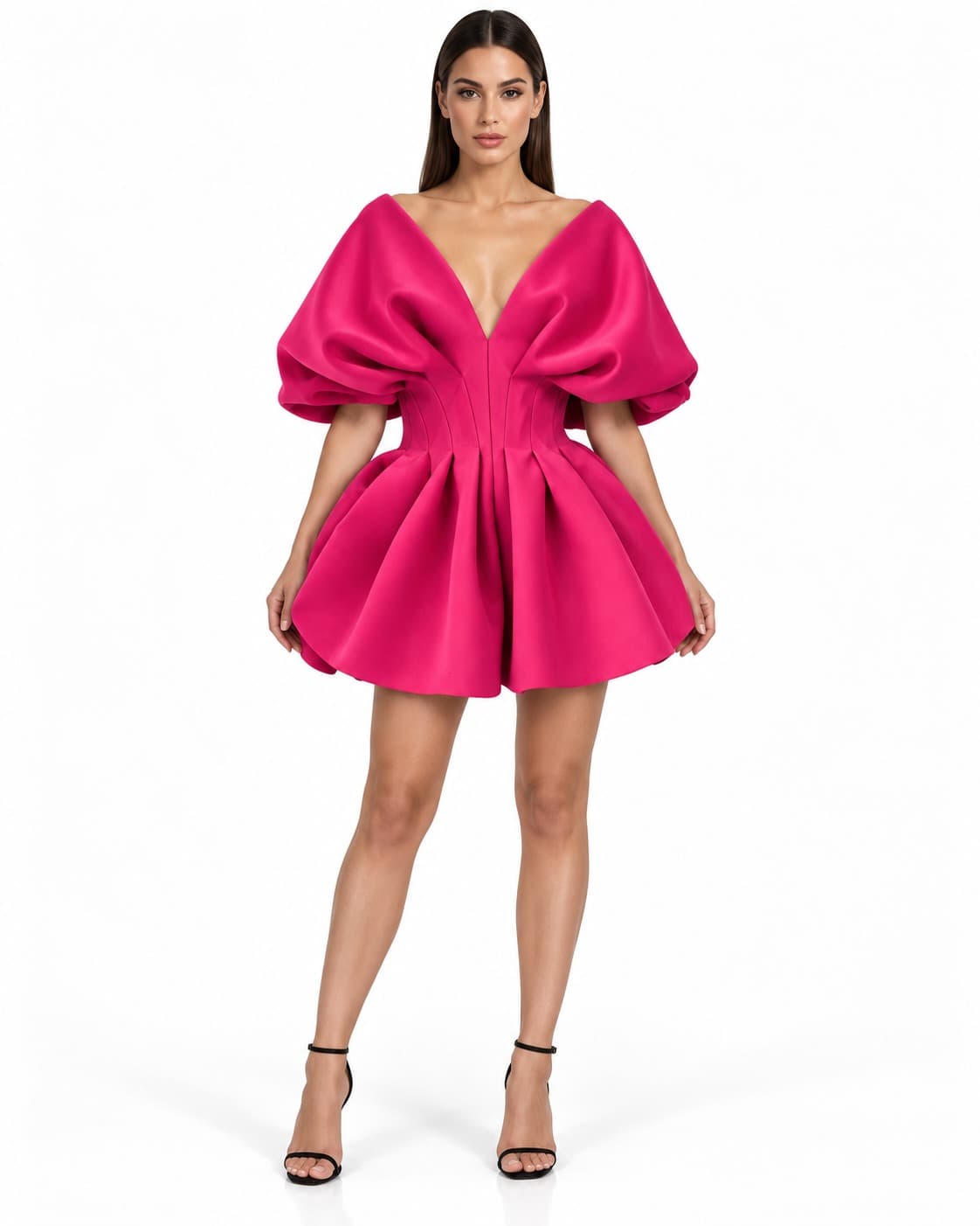 Butterfly worn in fuchsia, front